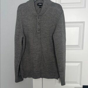 Express Men's Charcoal V-Neck Sweater